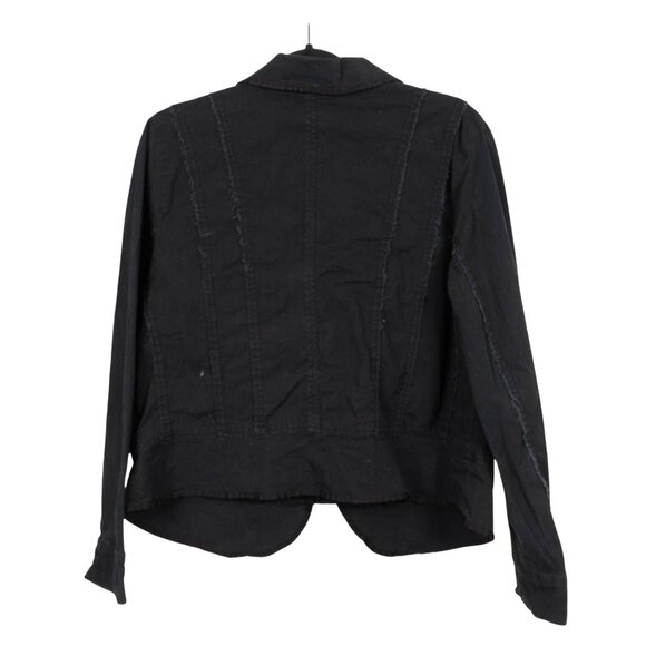 Venezia Embellished Jacket 14 16 Womens Button Up Black Fashion Rough Hem Sequin - Picture 5 of 5